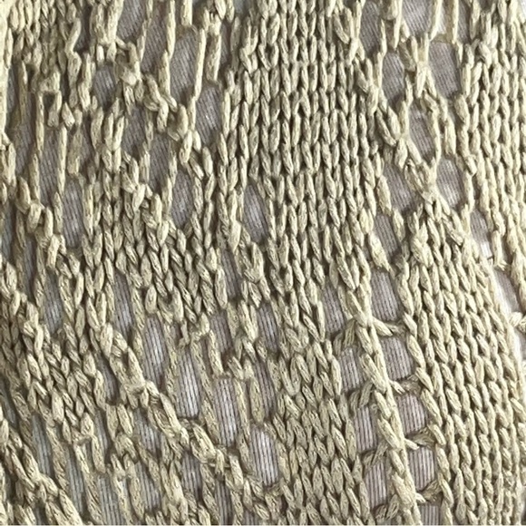 𝅺Lovestitch draped cowl neck open cardigan beige crochet knit Size S - Picture 9 of 16